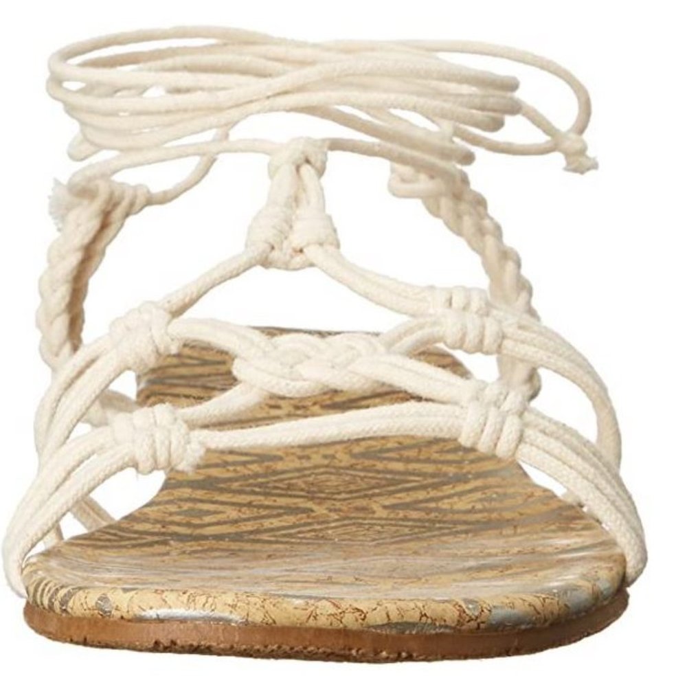 ROXY  WHITE GLADIATOR FLAT CORK SANDAL TIE SHOE 9 - Picture 3 of 9